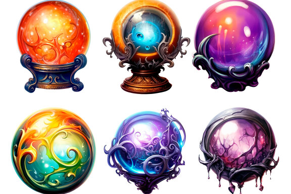 Magic Orb PNG Bundle, Fantsy Crystal Ball Clipart