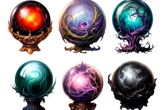 Magic Orb PNG Bundle, Fantsy Crystal Ball Clipart