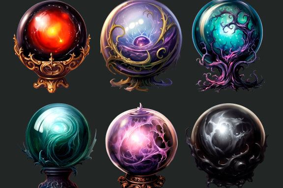 Magic Orb PNG Bundle, Fantsy Crystal Ball Clipart