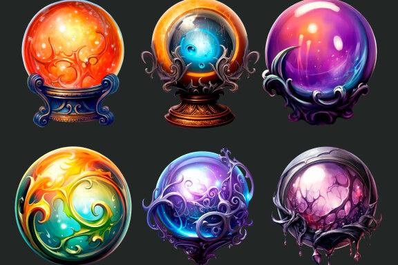Magic Orb PNG Bundle, Fantsy Crystal Ball Clipart