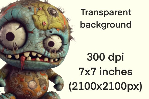 Plush Zombie PNG Bundle, Funny Horror Clipart