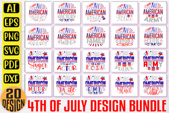 Happy 4th Of July SVG And T-shirt Design Bundle