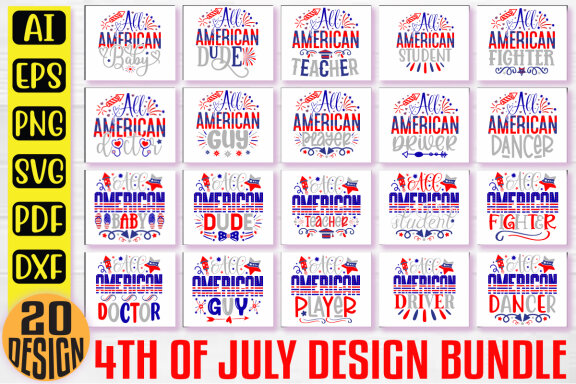 Happy 4th Of July SVG And T-shirt Design Bundle