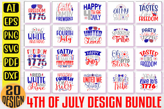 Happy 4th Of July SVG And T-shirt Design Bundle