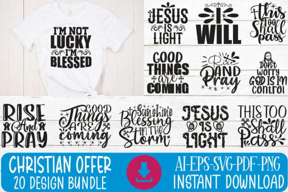 Jesus Christian SVG And T-shirt Design Bundle