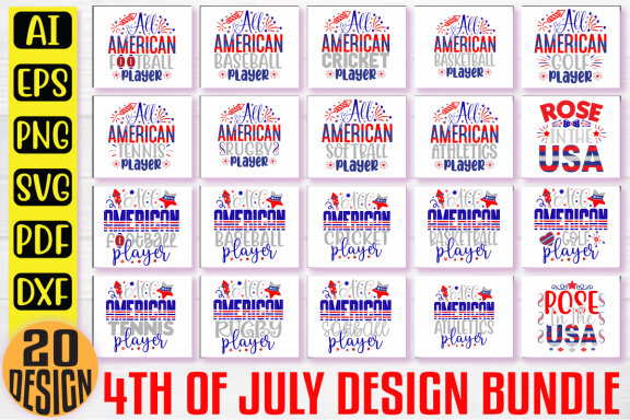 Happy 4th Of July SVG And T-shirt Design Bundle