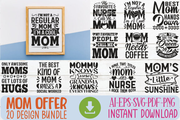Happy Mother's Day SVG And T-shirt Design Bundle