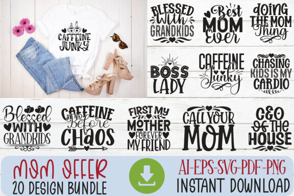 Happy Mother's Day SVG And T-shirt Design Bundle