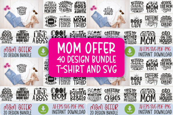 Happy Mother's Day SVG And T-shirt Design Bundle