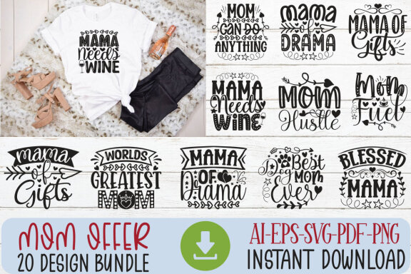 Happy Mother's Day SVG And T-shirt Design Bundle