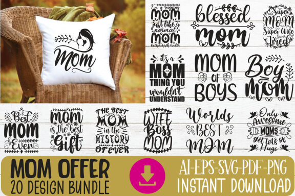Happy Mother's Day SVG And T-shirt Design Bundle