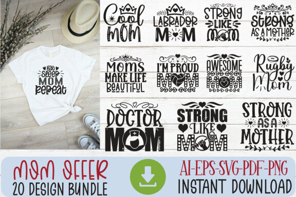 Happy Mother's Day SVG And T-shirt Design Bundle
