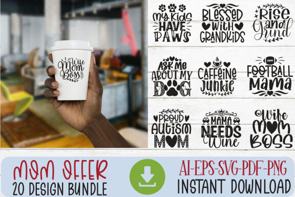 Happy Mother's Day SVG And T-shirt Design Bundle