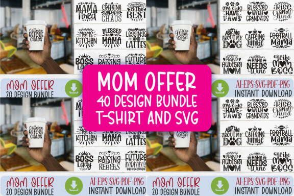 Happy Mother's Day SVG And T-shirt Design Bundle