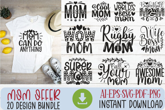 Happy Mother's Day SVG And T-shirt Design Bundle