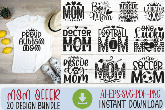 Happy Mother's Day SVG And T-shirt Design Bundle