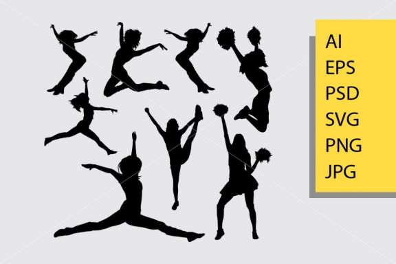 People jumping silhouette