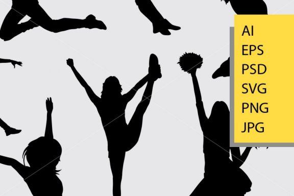 People jumping silhouette