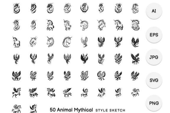 Animal Mythical Element Draw Black