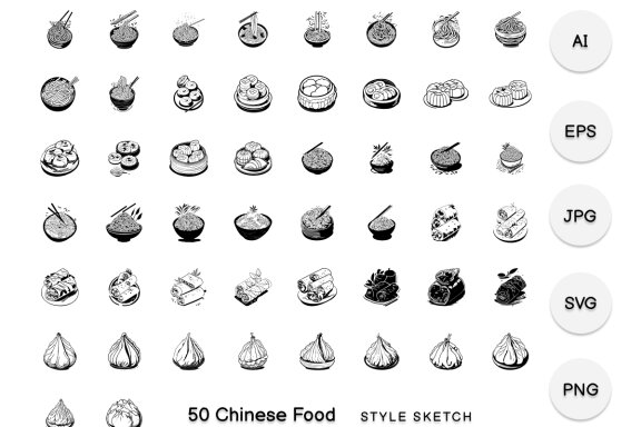Chinese Food Element Draw Black