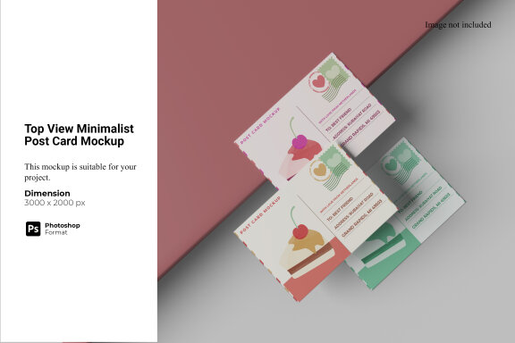 Top View Minimalist Post Card Mockup