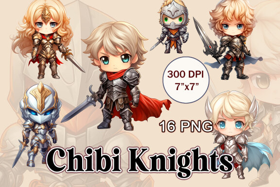 Chibi Kights PNG Bundle