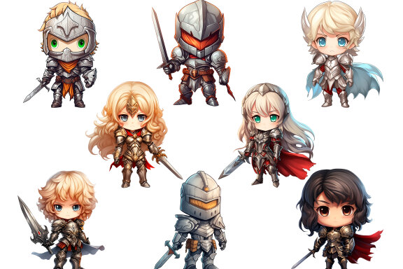 Chibi Kights PNG Bundle