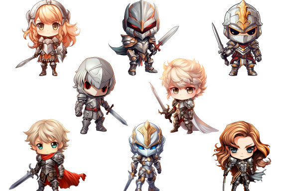 Chibi Kights PNG Bundle