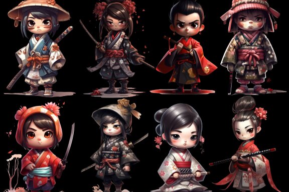 Samurai Girl PNG Bundle