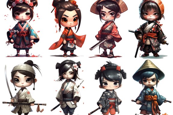 Samurai Girl PNG Bundle
