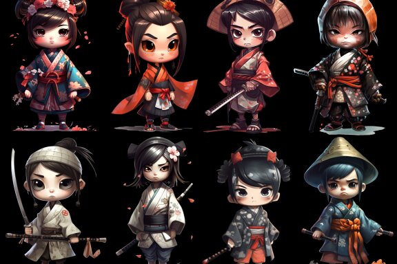 Samurai Girl PNG Bundle