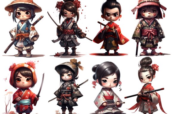 Samurai Girl PNG Bundle