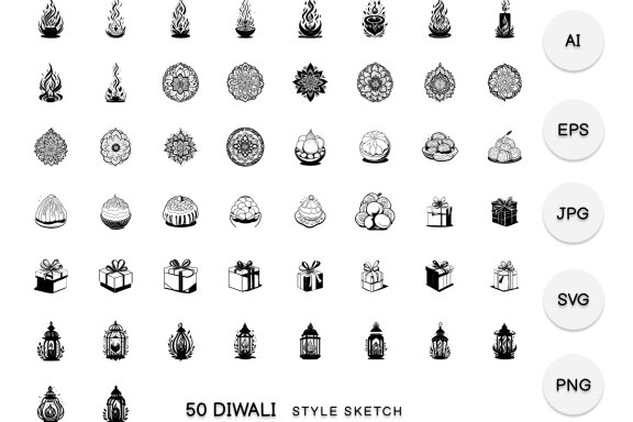 Diwali Element Draw Black