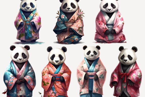 Panda In Kimono PNG Free Bundle