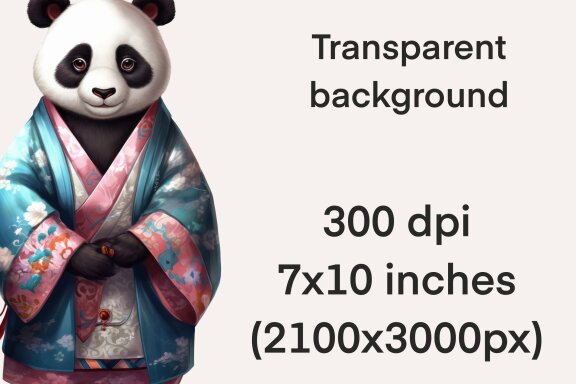 Panda In Kimono PNG Free Bundle