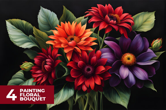 4 Painting Floral Bouquet Flower Stock Images