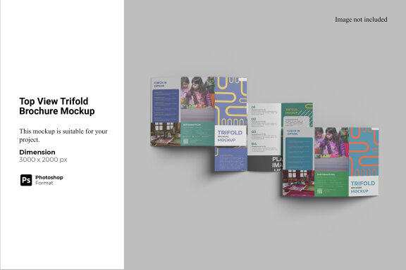 Top View Trifold Brochure Mockup