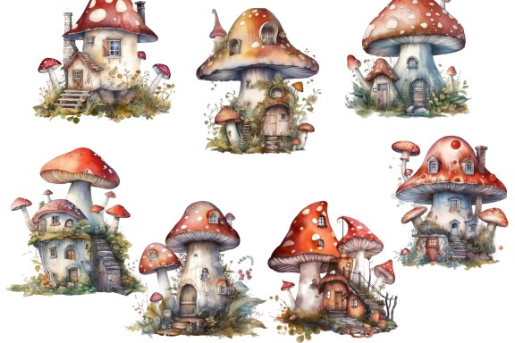 Fairy Mushroom House PNG Bundle
