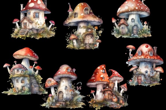 Fairy Mushroom House PNG Bundle