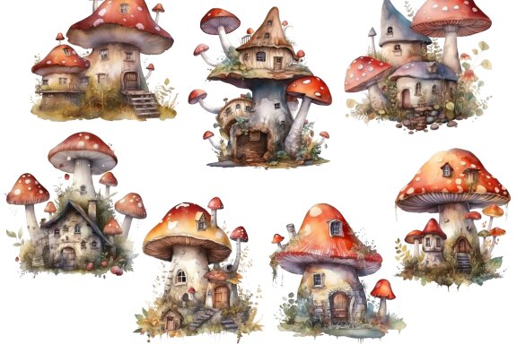 Fairy Mushroom House PNG Bundle