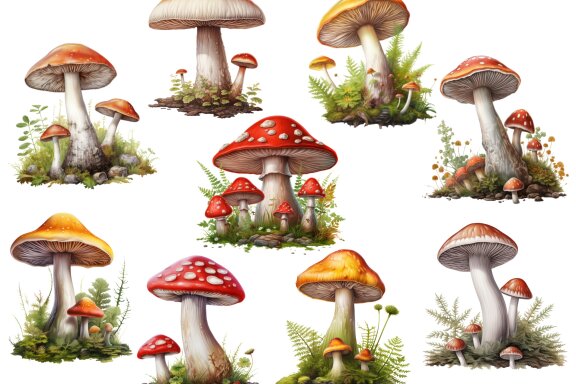 Amanita Mushrooms PNG bundle