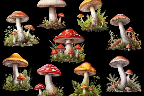 Amanita Mushrooms PNG bundle