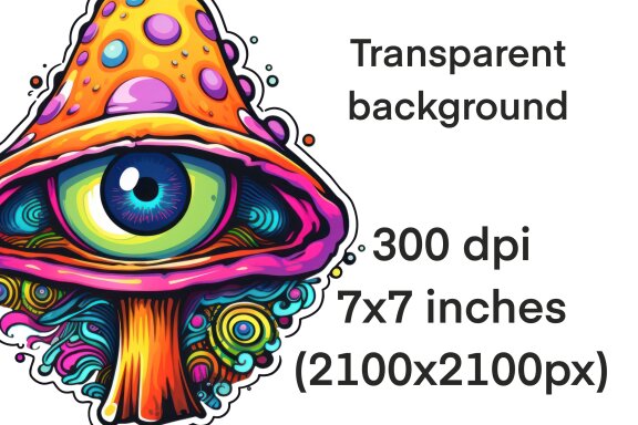Trippy Mushrooms PNG Bundle