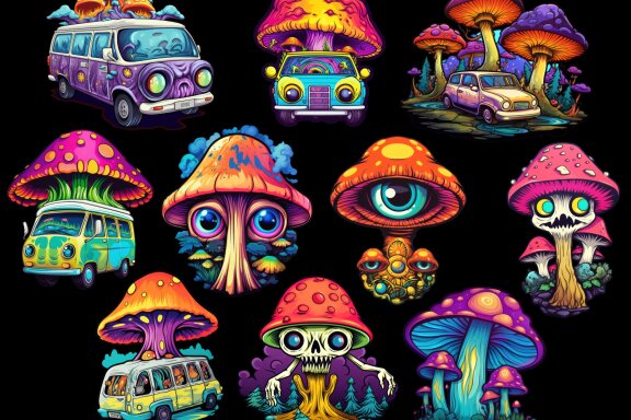 Mushrooms Trip PNG Bundle