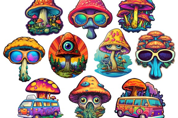 Mushrooms Trip PNG Bundle