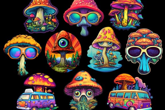 Mushrooms Trip PNG Bundle