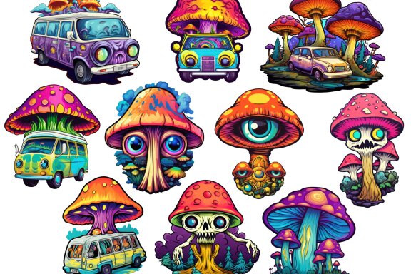 Mushrooms Trip PNG Bundle