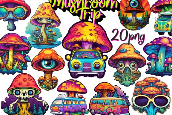 Mushrooms Trip PNG Bundle