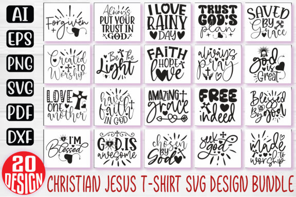 Jesus Christian SVG And T-shirt Design Bundle