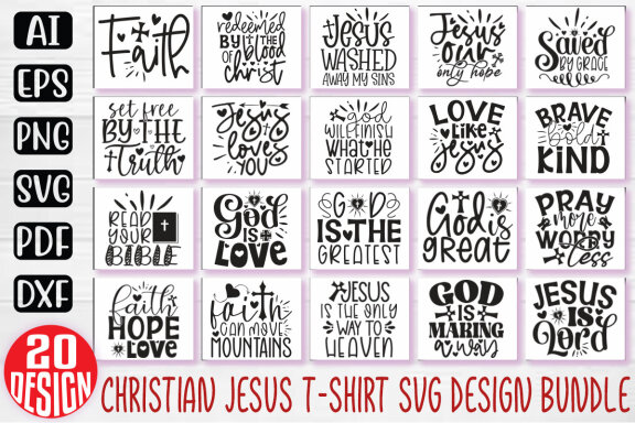 Jesus Christian SVG And T-shirt Design Bundle